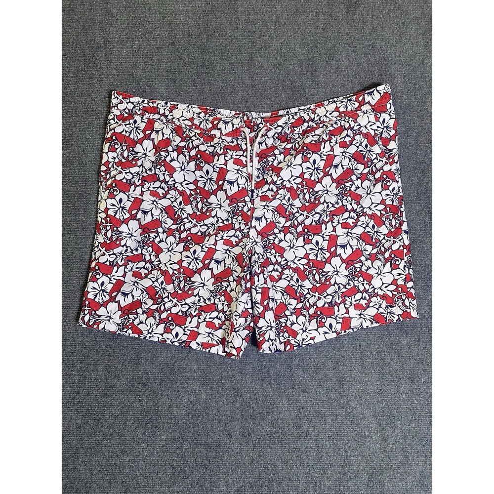 Vineyard Vines Men's XL Red/White/Blue Floral Whale Swim Trunks Lined
